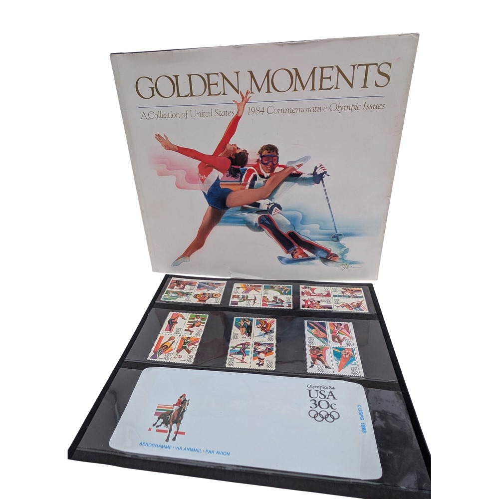 USPS Golden Moments 1984 Commemorative Olympic Stamp Collection Album Set